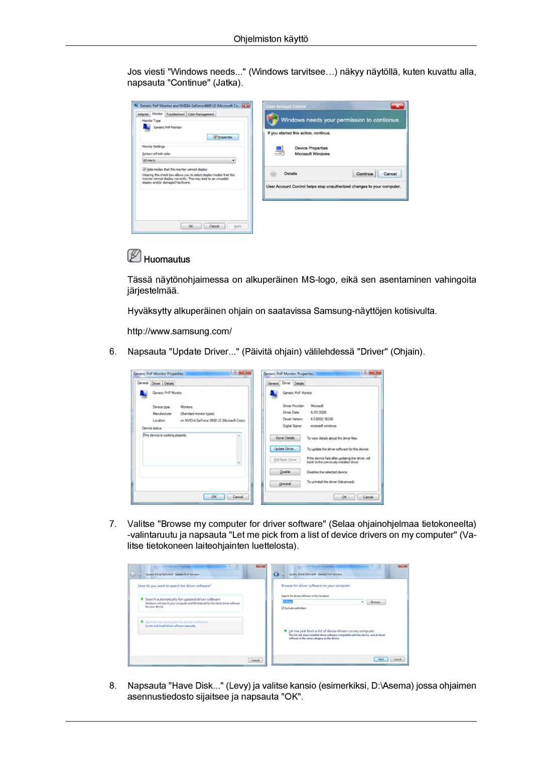 Samsung LH46CSPLBC/EN, LH40CSPLBC/EN, LH40CSPLSC/EN, LH46CSPLSC/EN manual Huomautus 