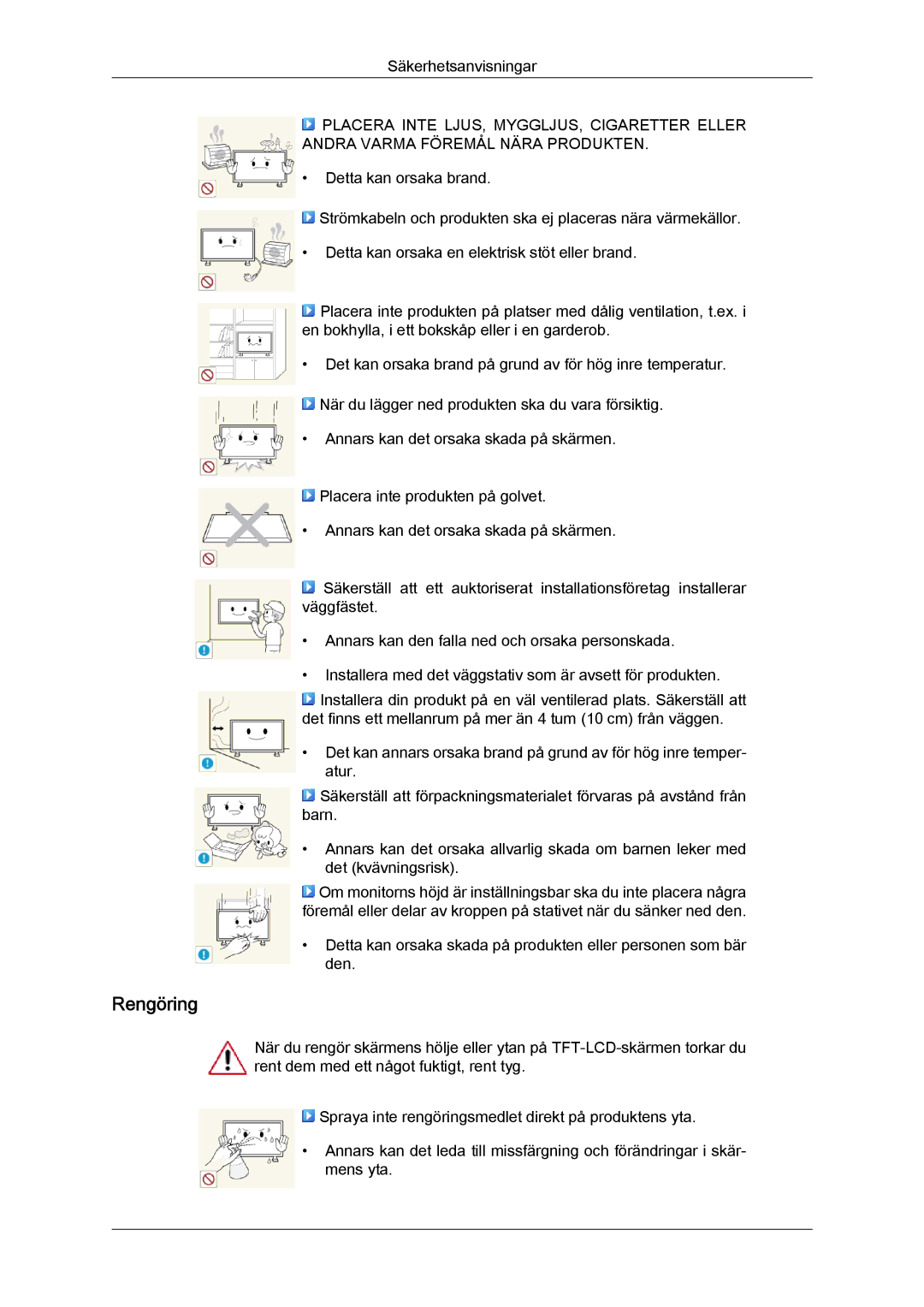 Samsung LH46CSPLBC/EN, LH40CSPLBC/EN, LH40CSPLSC/EN, LH46CSPLSC/EN manual Rengöring 