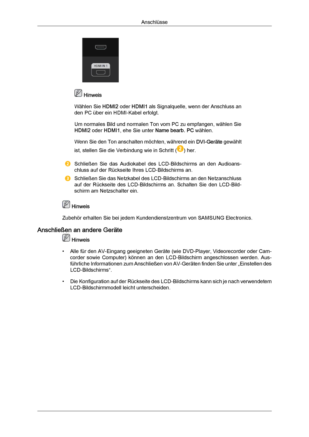 Samsung LH46CSPLBC/EN, LH40CSPLBC/EN manual Anschließen an andere Geräte 