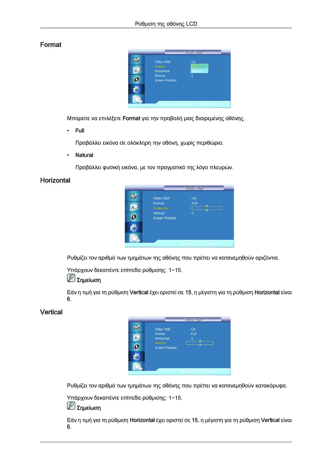 Samsung LH46CSPLBC/EN, LH40CSPLBC/EN manual Format, Horizontal, Vertical, Full 