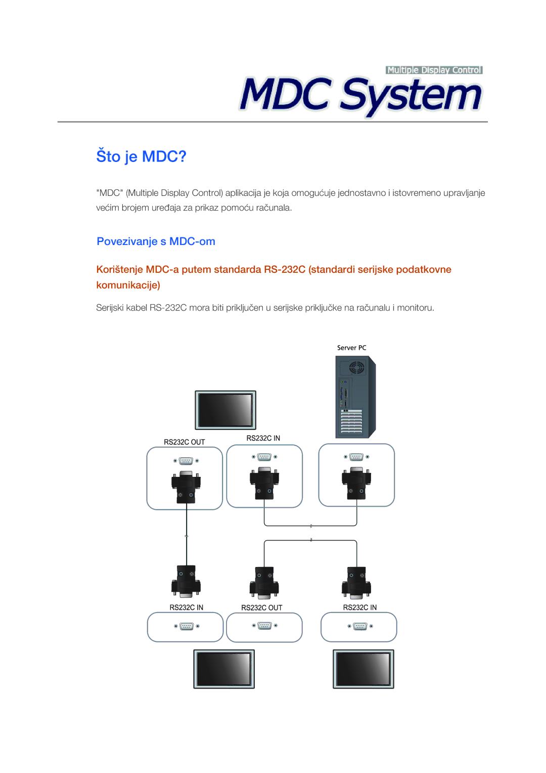 Samsung LH46CSPLBC/EN, LH40CSPLBC/EN manual Što je MDC?, Povezivanje s MDC-om 