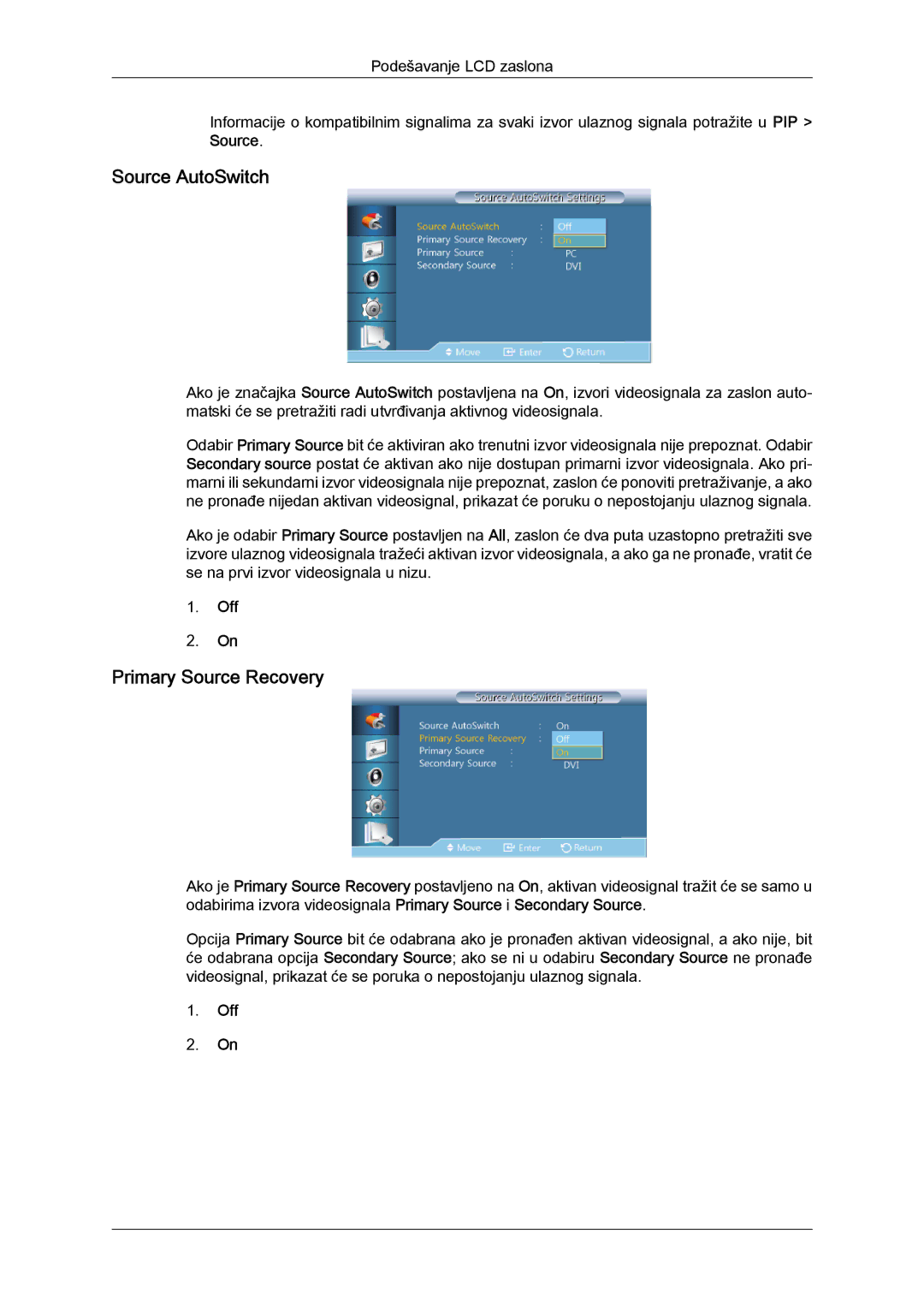 Samsung LH40CSPLBC/EN, LH46CSPLBC/EN manual Source AutoSwitch, Primary Source Recovery 