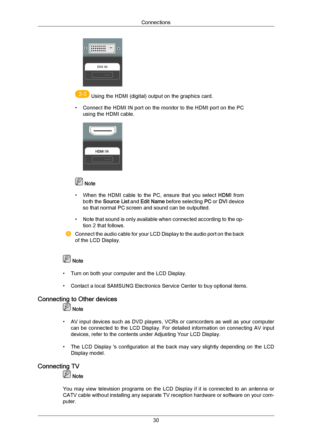 Samsung LH46DLTLGD/EN, LH40DLTLGD/EN, LH46DLPLGD/EN manual Connecting to Other devices, Connecting TV 