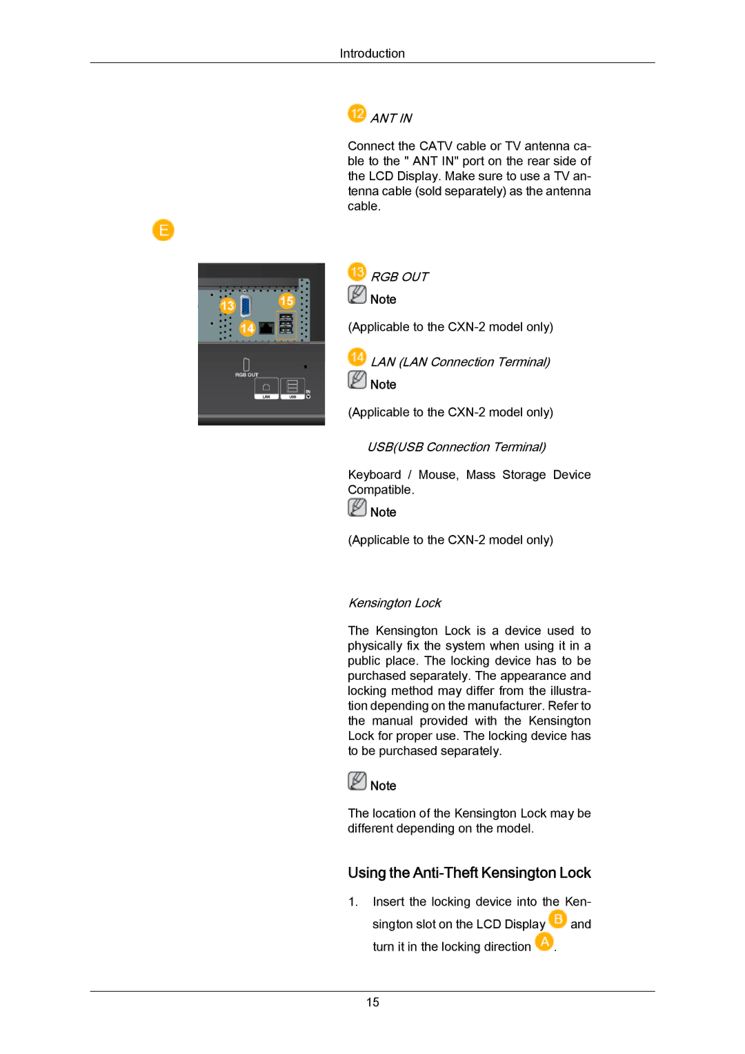 Samsung LH46DLPLGD/EN, LH46DLTLGD/EN, LH40DLTLGD/EN manual Using the Anti-Theft Kensington Lock, Rgb Out 