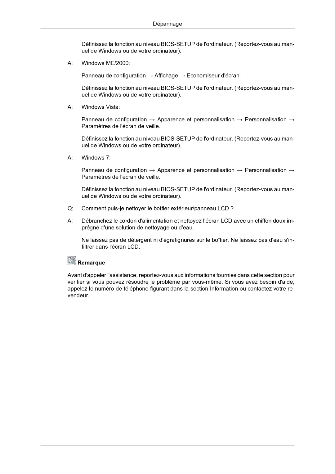 Samsung LH46DRBPLBB/EN manual Remarque 