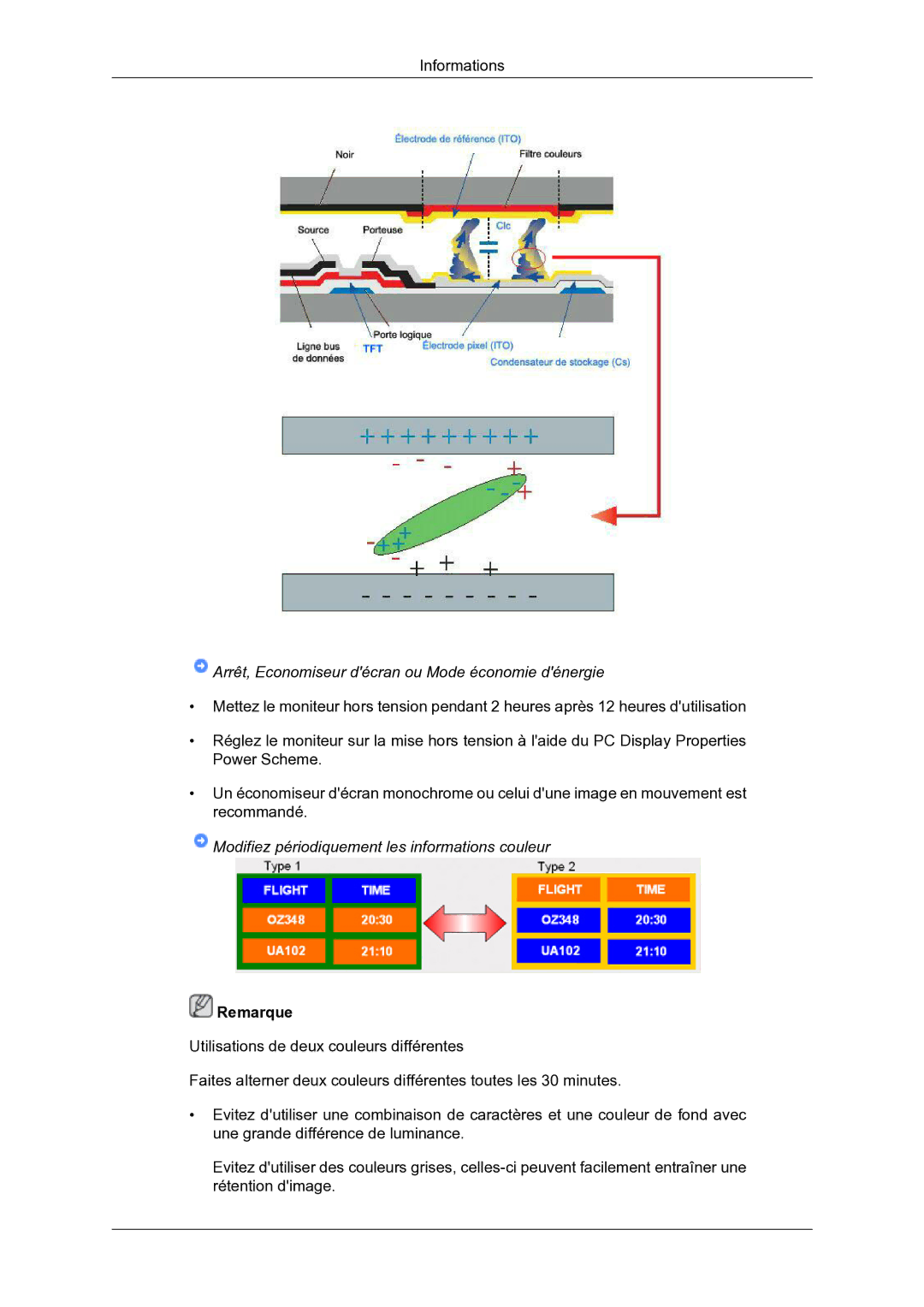 Samsung LH46DRBPLBB/EN manual Modifiez périodiquement les informations couleur 