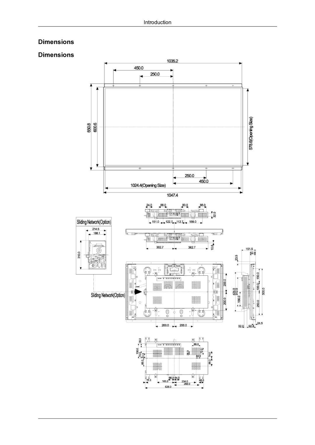 Samsung LH46DRBPLBB/EN manual Dimensions 