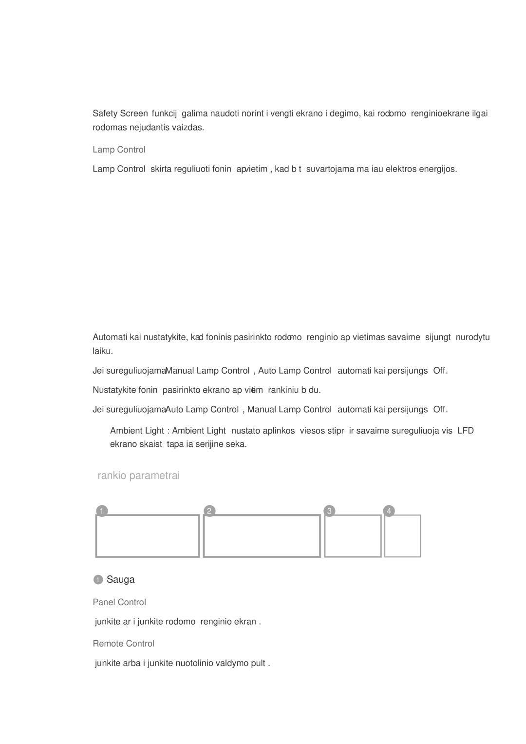 Samsung LH46DRBPLBB/EN manual Įrankio parametrai, Lamp Control, Panel Control 