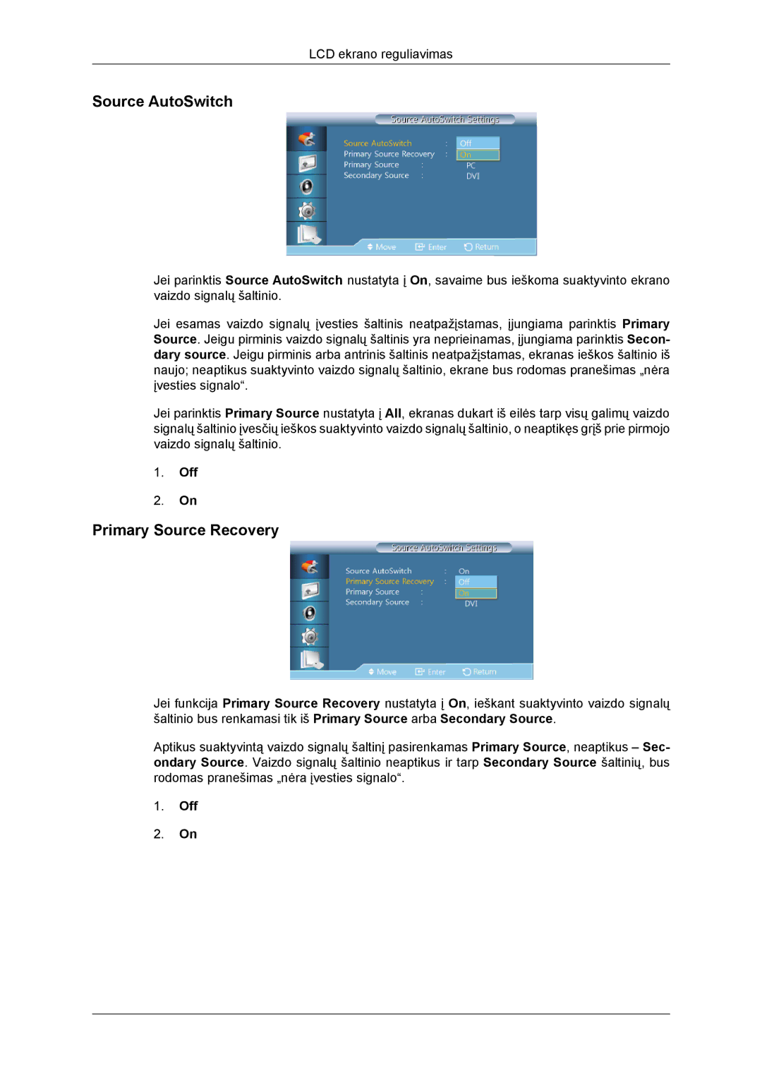 Samsung LH46DRBPLBB/EN manual Source AutoSwitch, Primary Source Recovery 