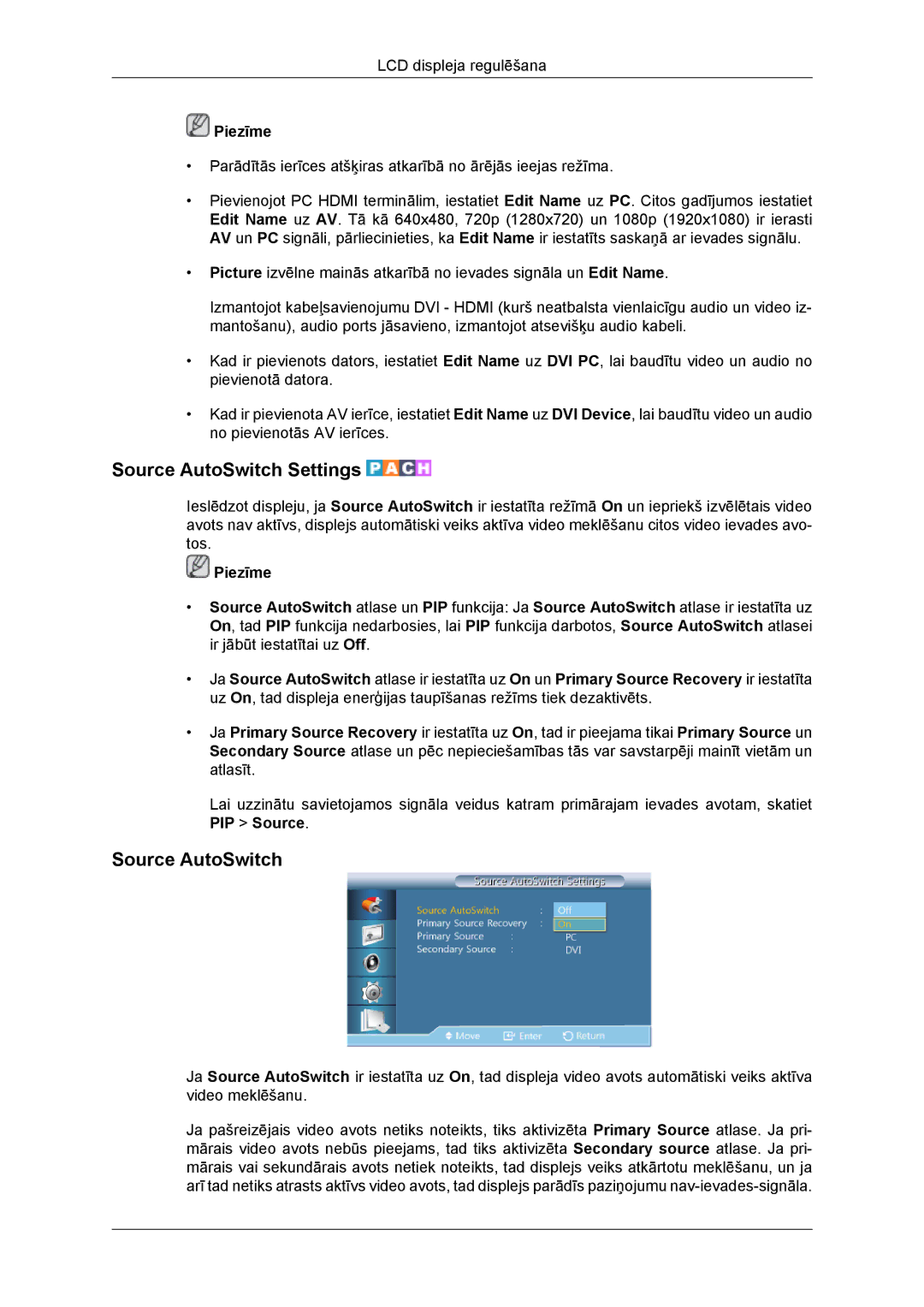 Samsung LH46DRBPLBB/EN manual Source AutoSwitch Settings 