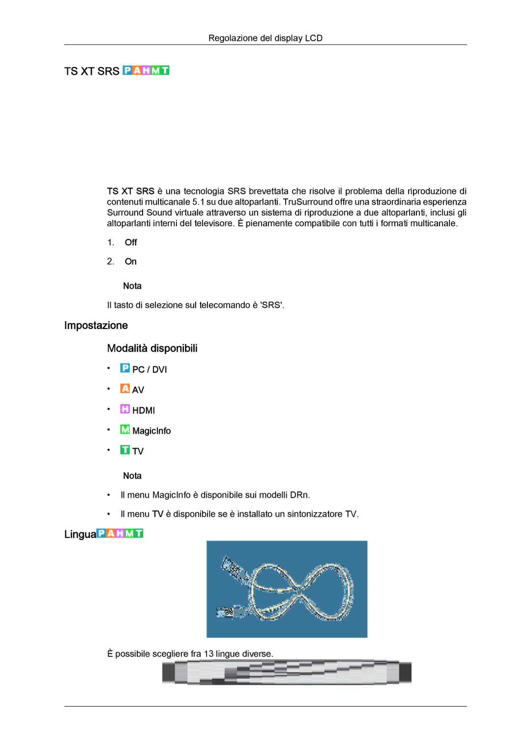 Samsung LH46DRPPBE/EN manual Impostazione Modalità disponibili, Lingua 