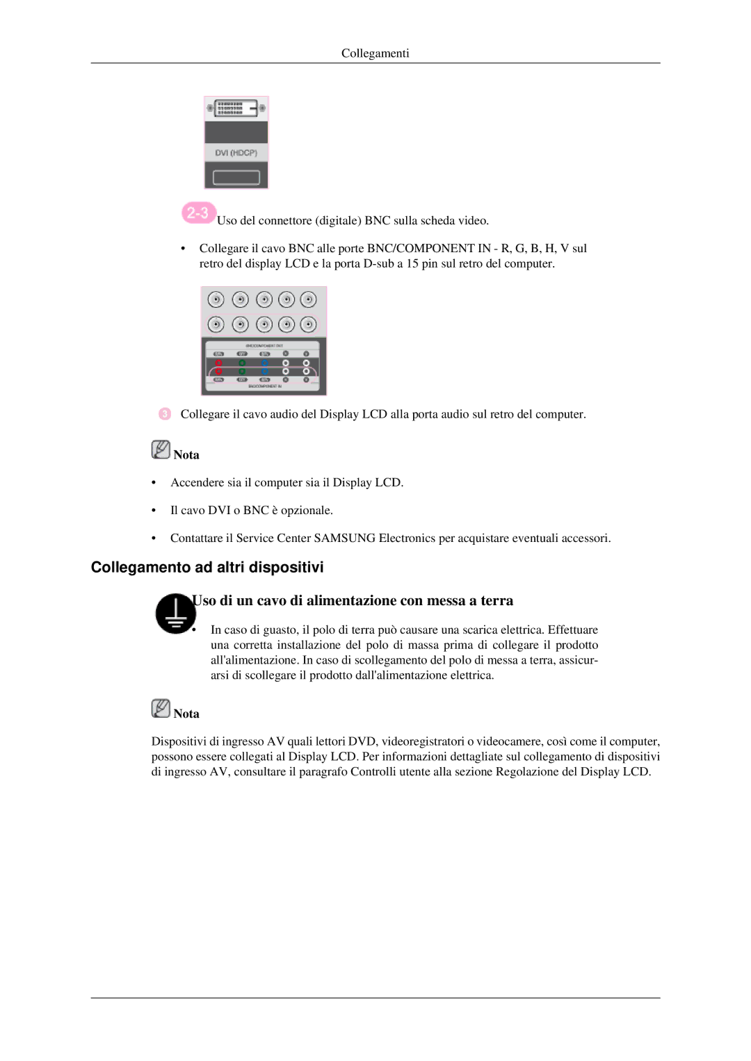 Samsung LH46DRPPBE/EN manual Collegamento ad altri dispositivi 