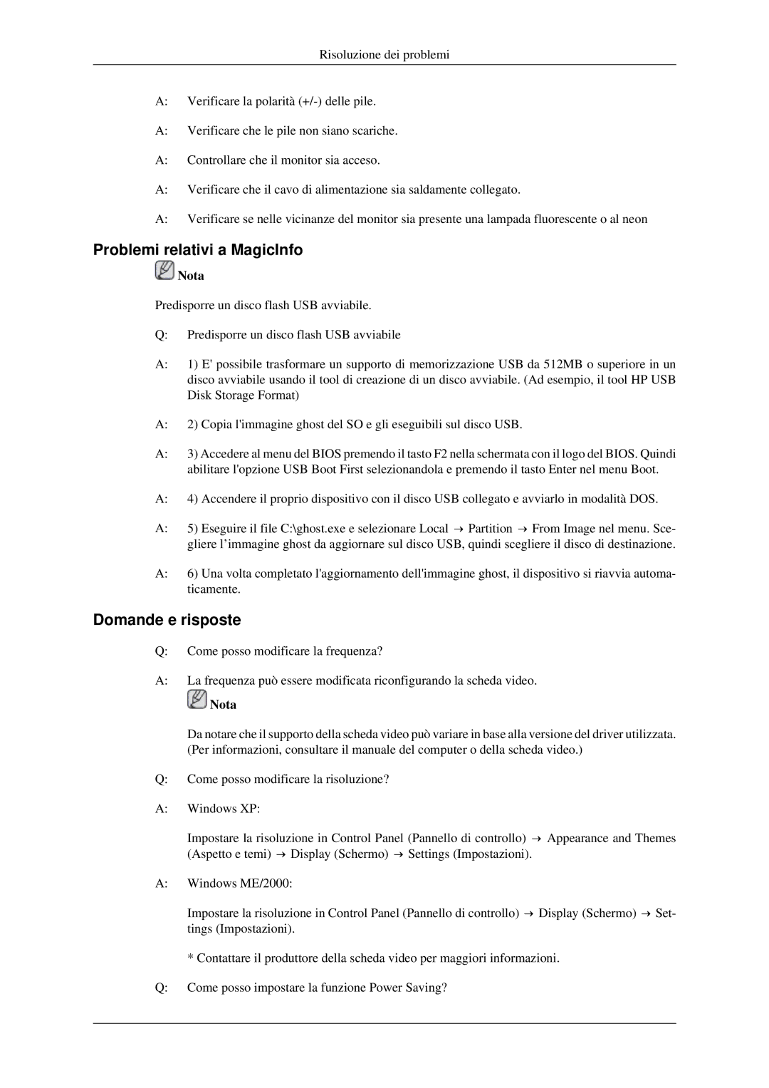 Samsung LH46DRPPBE/EN manual Problemi relativi a MagicInfo, Domande e risposte 