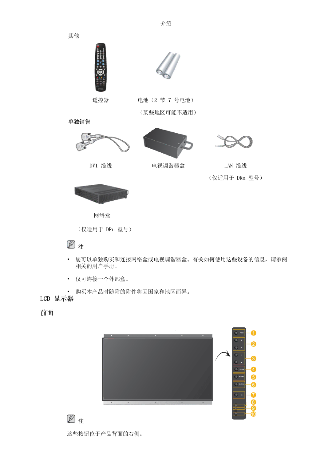 Samsung LH46DRPPBE/EN manual Lcd 显示器, 单独销售 