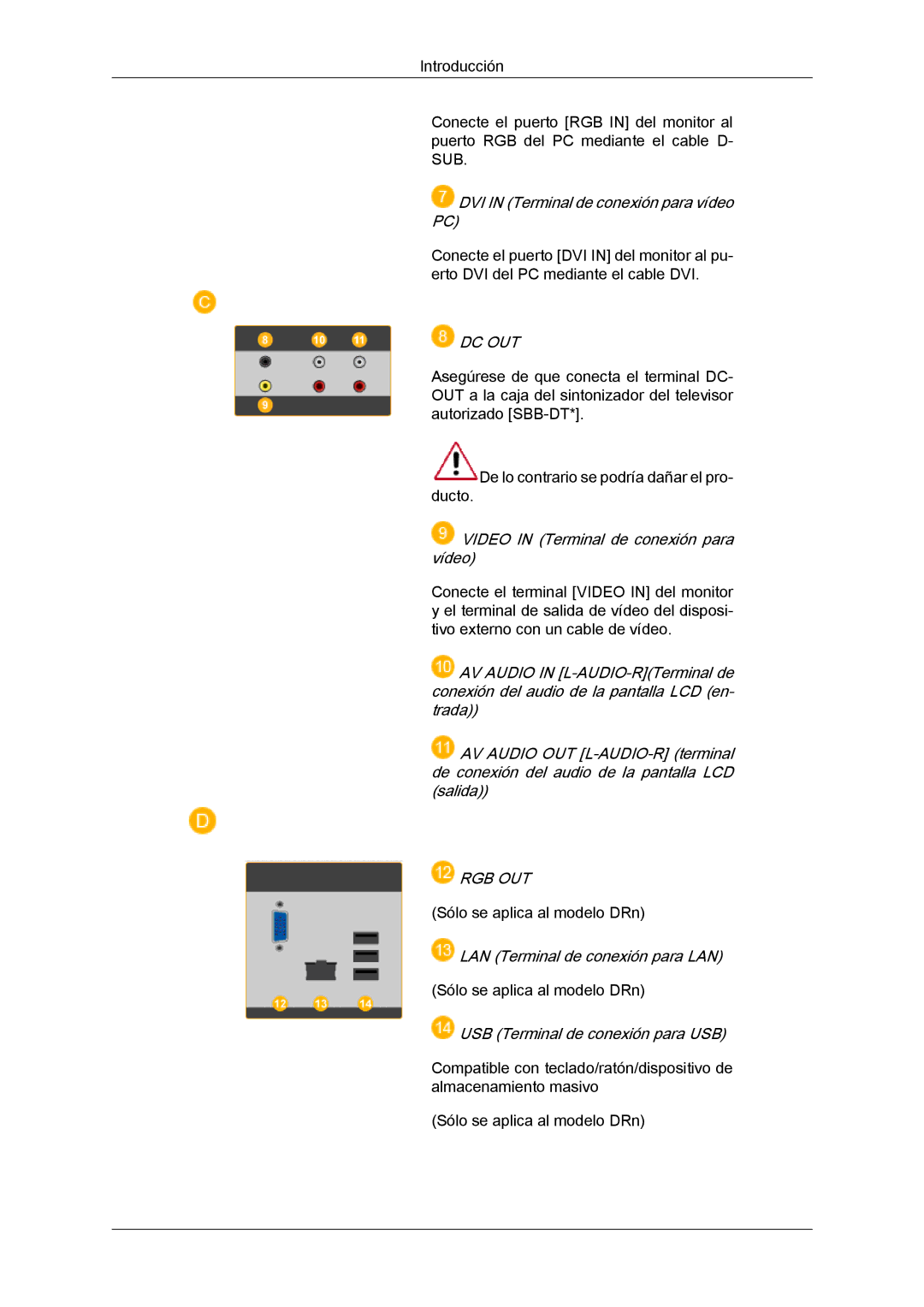 Samsung LH46DRSPBB/EN, LH46DRUPBB/EN, LH46DRQPBB/EN, LH46DRTPBE/EN, LH46DRPPBE/EN manual Dc Out 