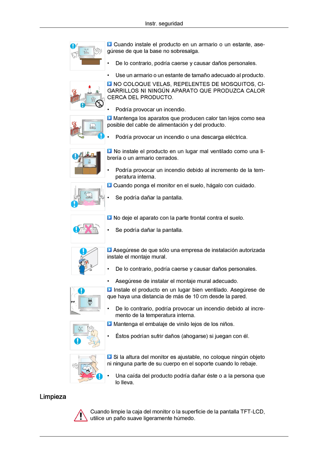 Samsung LH46DRSPBB/EN, LH46DRUPBB/EN, LH46DRQPBB/EN, LH46DRTPBE/EN, LH46DRPPBE/EN manual Limpieza 