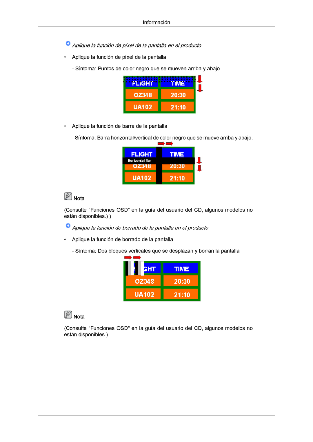 Samsung LH46DRSPBB/EN, LH46DRUPBB/EN, LH46DRQPBB/EN, LH46DRTPBE/EN Aplique la función de píxel de la pantalla en el producto 