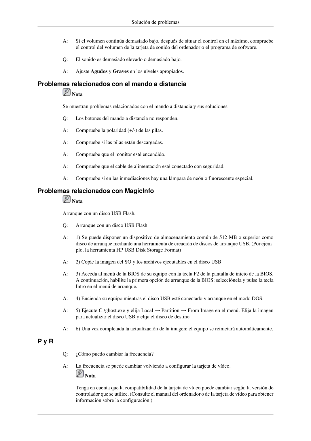 Samsung LH46DRSPBB/EN, LH46DRUPBB/EN Problemas relacionados con el mando a distancia, Problemas relacionados con MagicInfo 