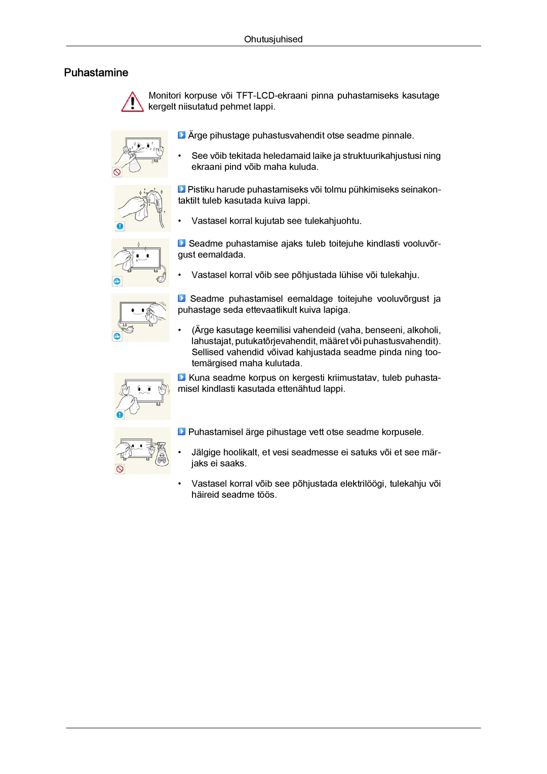 Samsung LH46GWPLBC/EN manual Puhastamine 