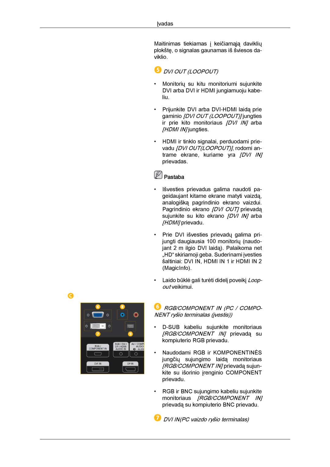 Samsung LH46GWPLBC/EN manual DVI OUT Loopout 