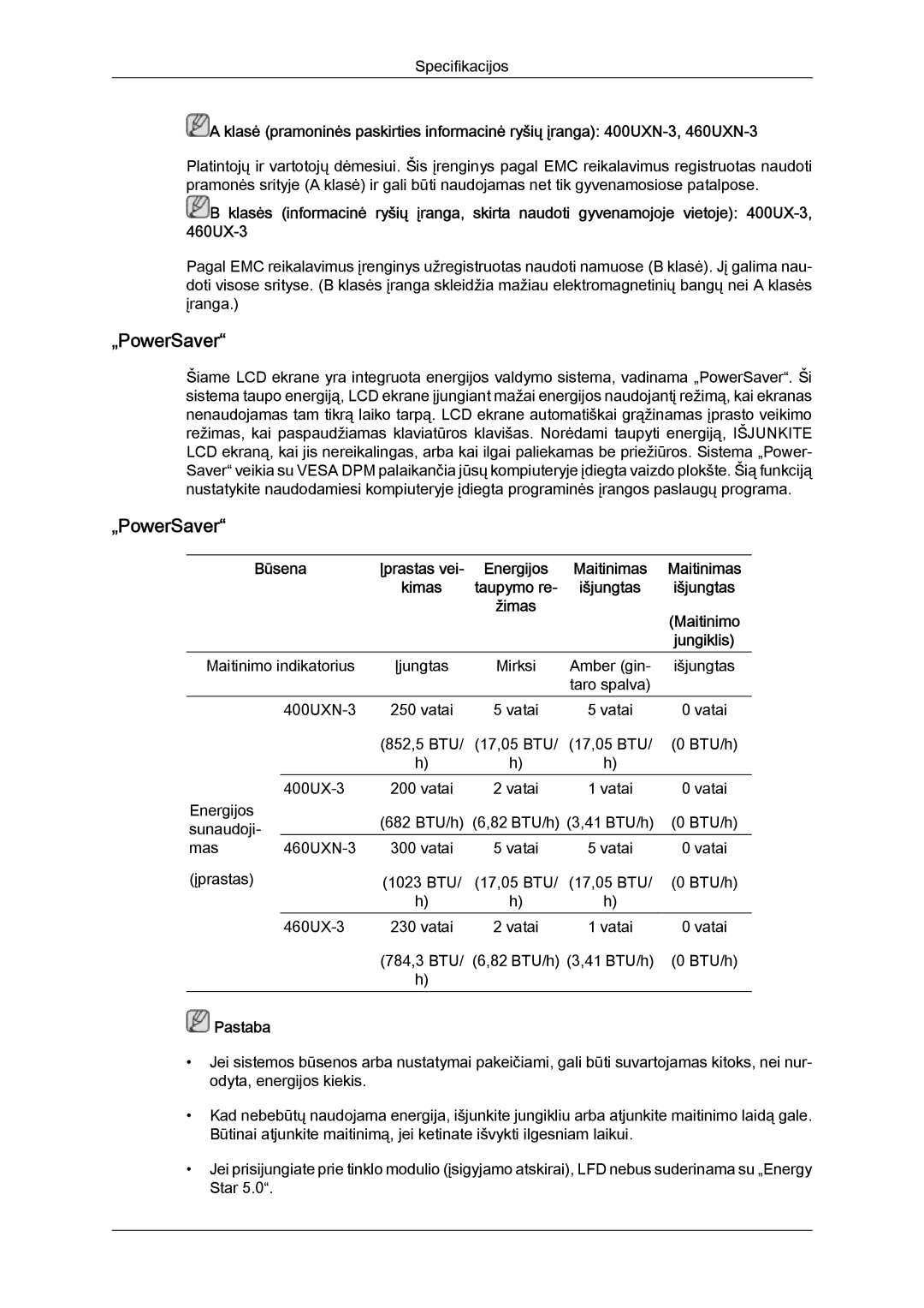 Samsung LH46GWPLBC/EN manual „PowerSaver 