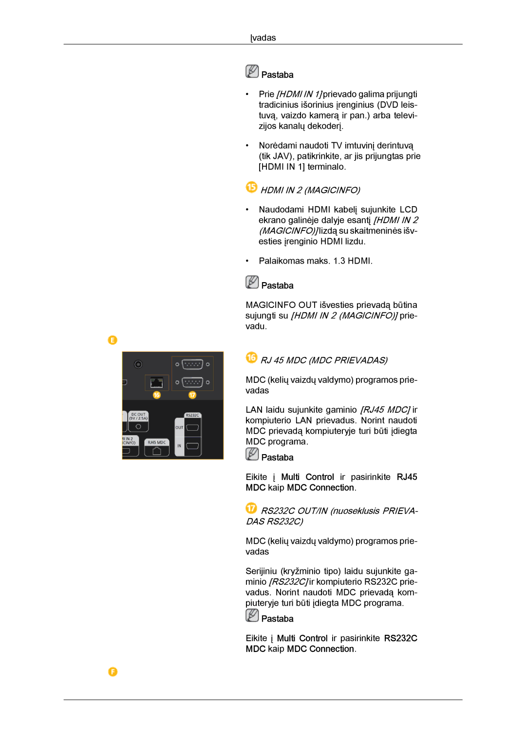 Samsung LH46GWPLBC/EN manual Hdmi in 2 Magicinfo 