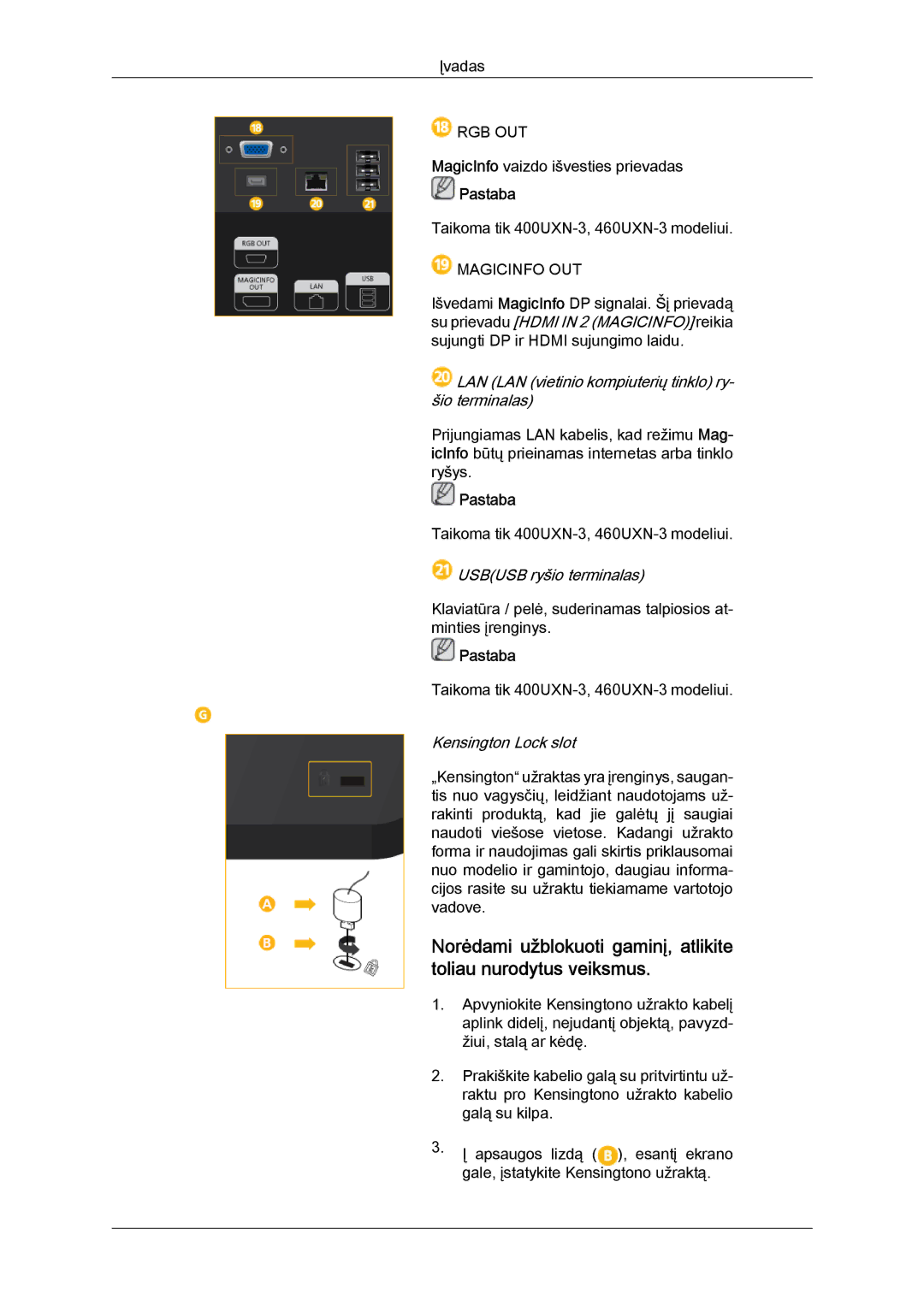 Samsung LH46GWPLBC/EN manual Usbusb ryšio terminalas 