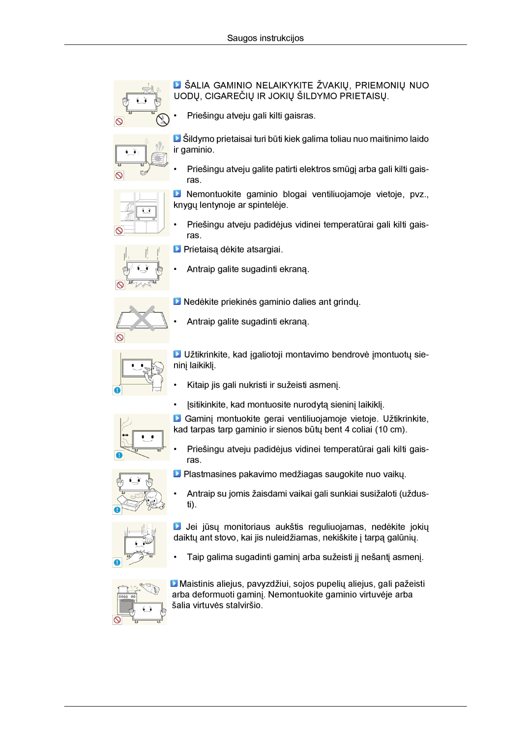 Samsung LH46GWPLBC/EN manual Saugos instrukcijos 