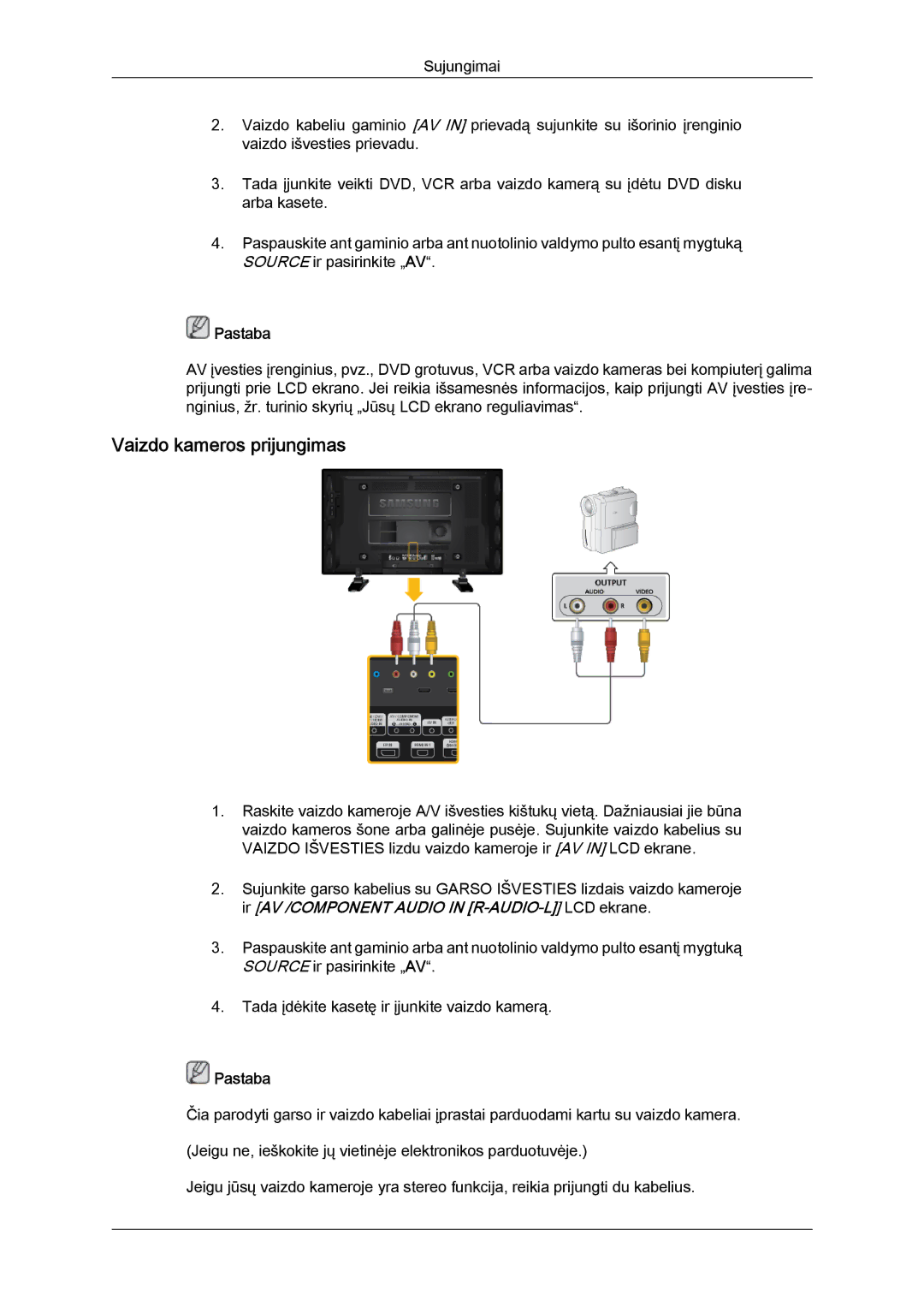 Samsung LH46GWPLBC/EN manual Vaizdo kameros prijungimas 