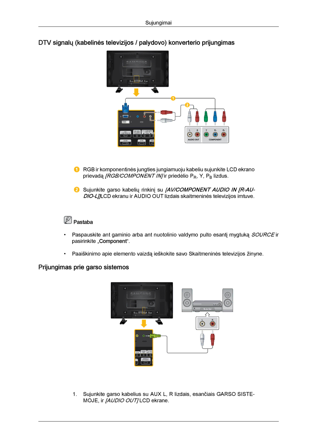 Samsung LH46GWPLBC/EN manual Prijungimas prie garso sistemos 