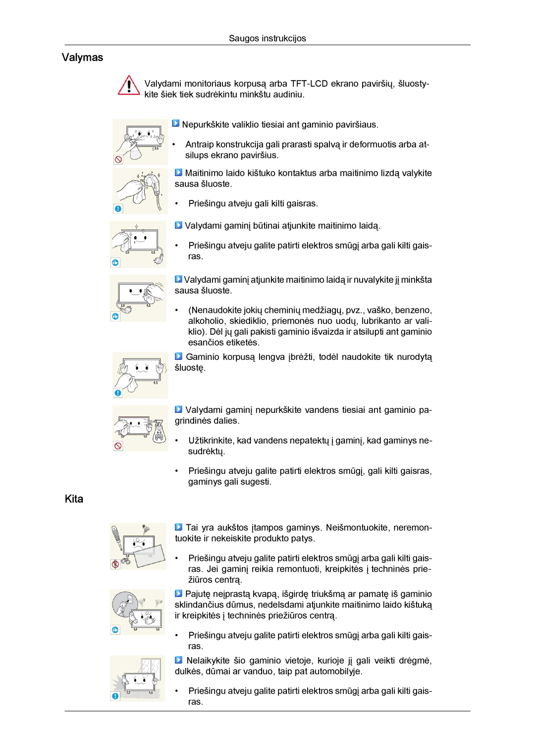 Samsung LH46GWPLBC/EN manual Valymas, Kita 