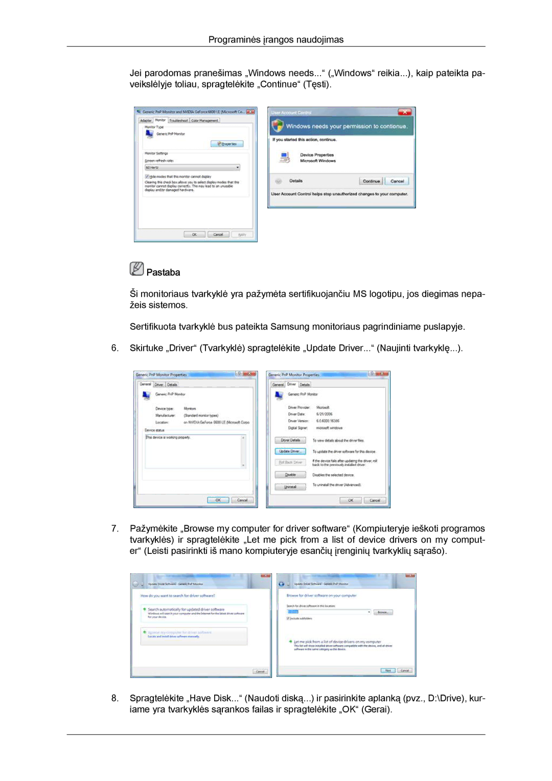 Samsung LH46GWPLBC/EN manual Pastaba 