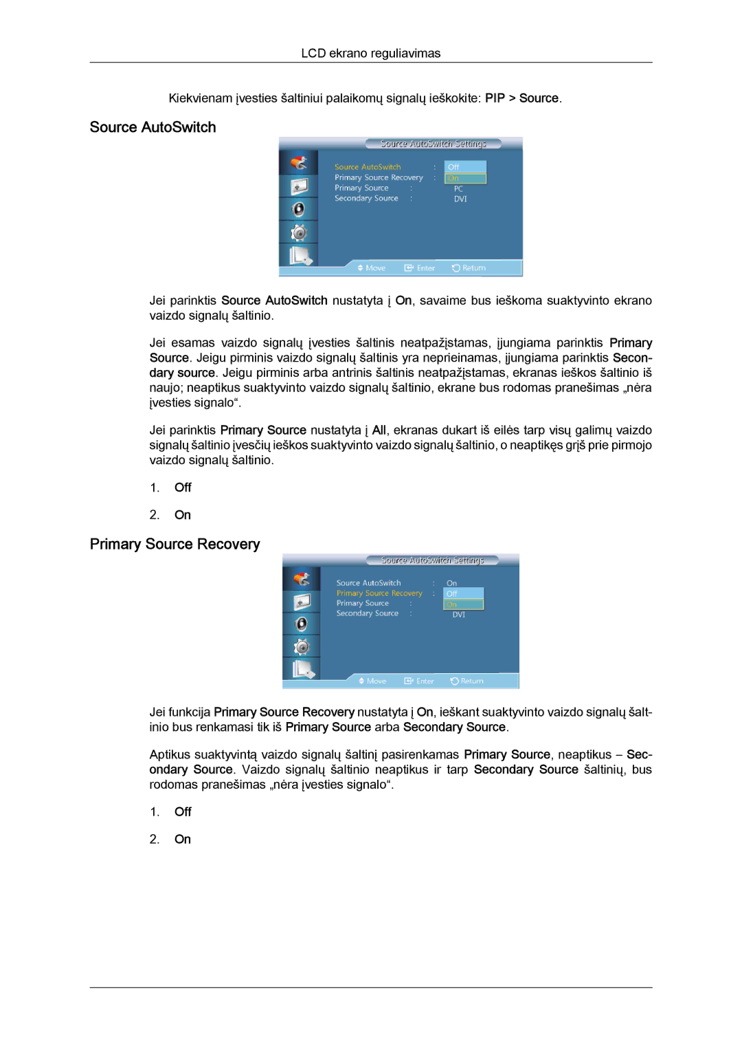 Samsung LH46GWPLBC/EN manual Source AutoSwitch, Primary Source Recovery 