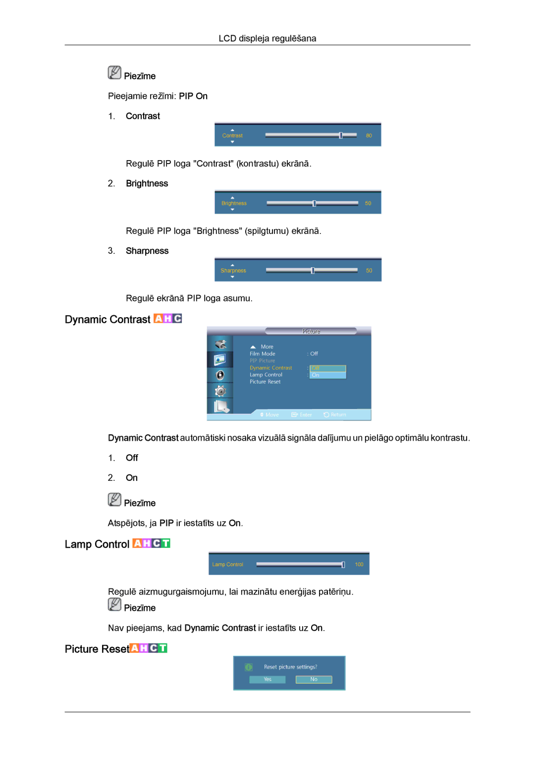 Samsung LH46GWPLBC/EN manual Dynamic Contrast 