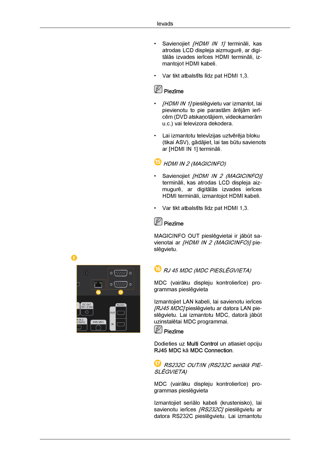 Samsung LH46GWPLBC/EN manual Hdmi in 2 Magicinfo 