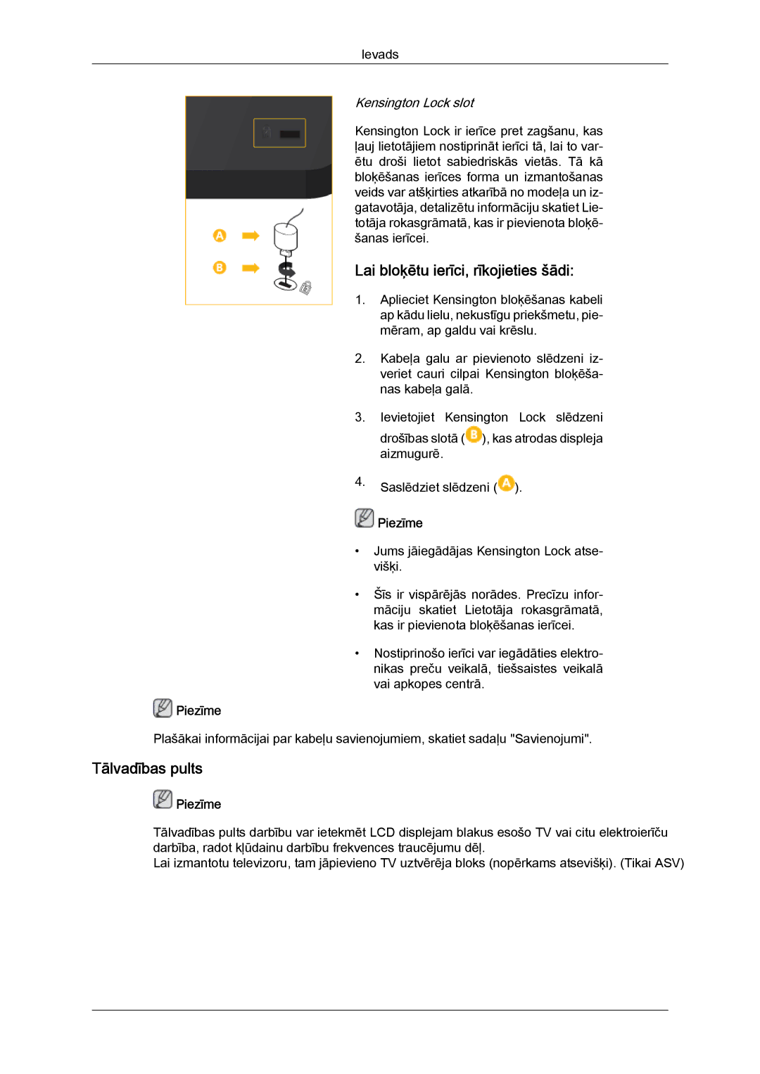 Samsung LH46GWPLBC/EN manual Lai bloķētu ierīci, rīkojieties šādi, Tālvadības pults 