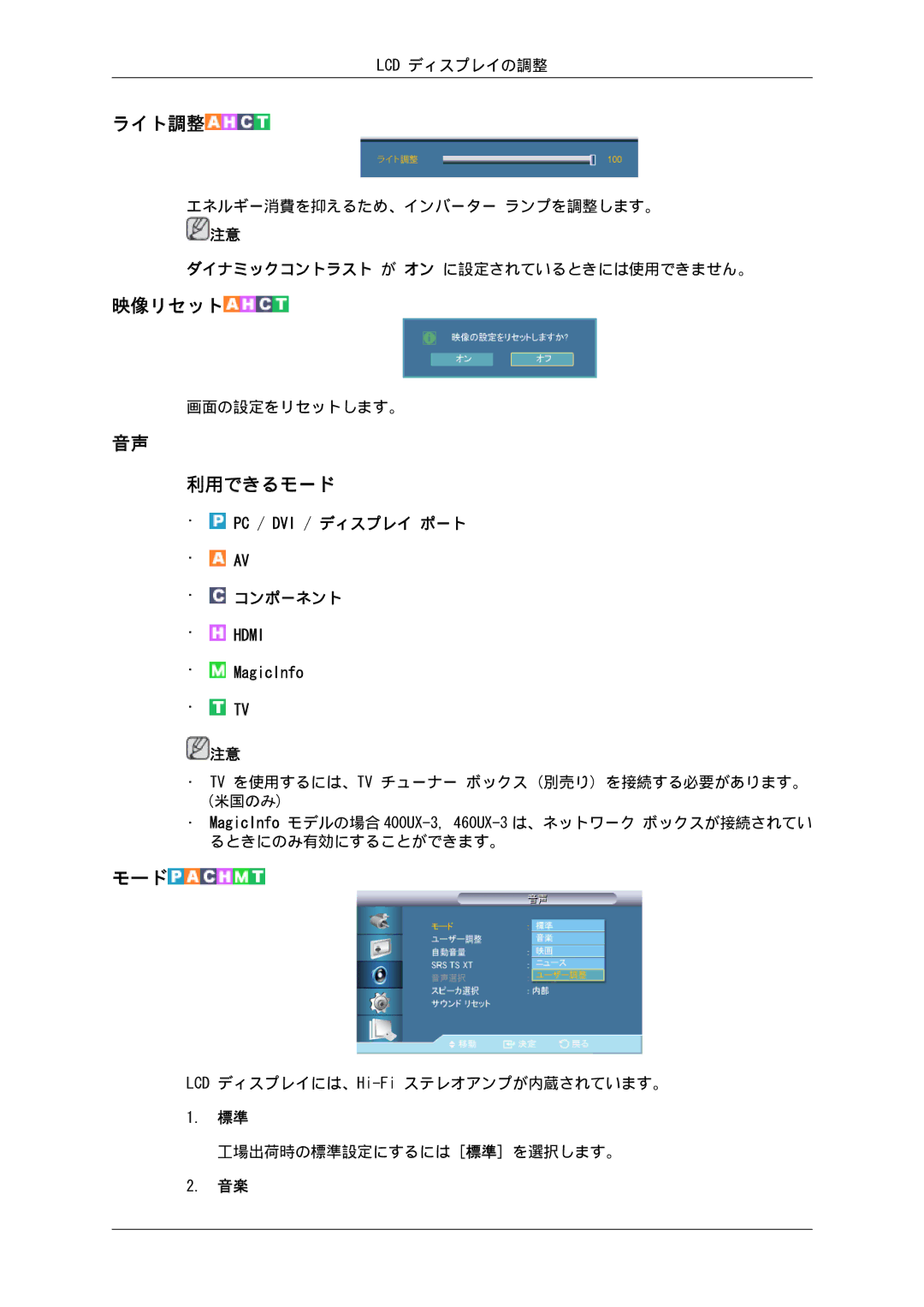 Samsung LH40GWTLBC/XJ, LH46GWPLBC/XJ, LH40GWSLBC/XJ, LH46GWTLBC/XJ, LH46GWSLBC/XJ, LH40GWPLBC/XJ manual 利用できるモード 