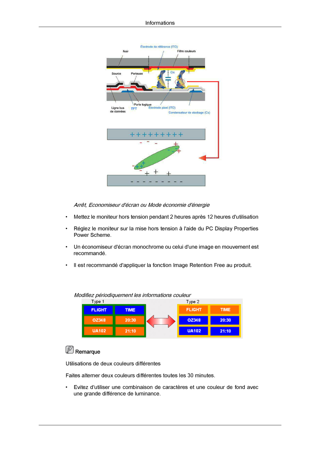 Samsung LH46HBPLBC/EN, LH40HBPLBC/EN manual Modifiez périodiquement les informations couleur 