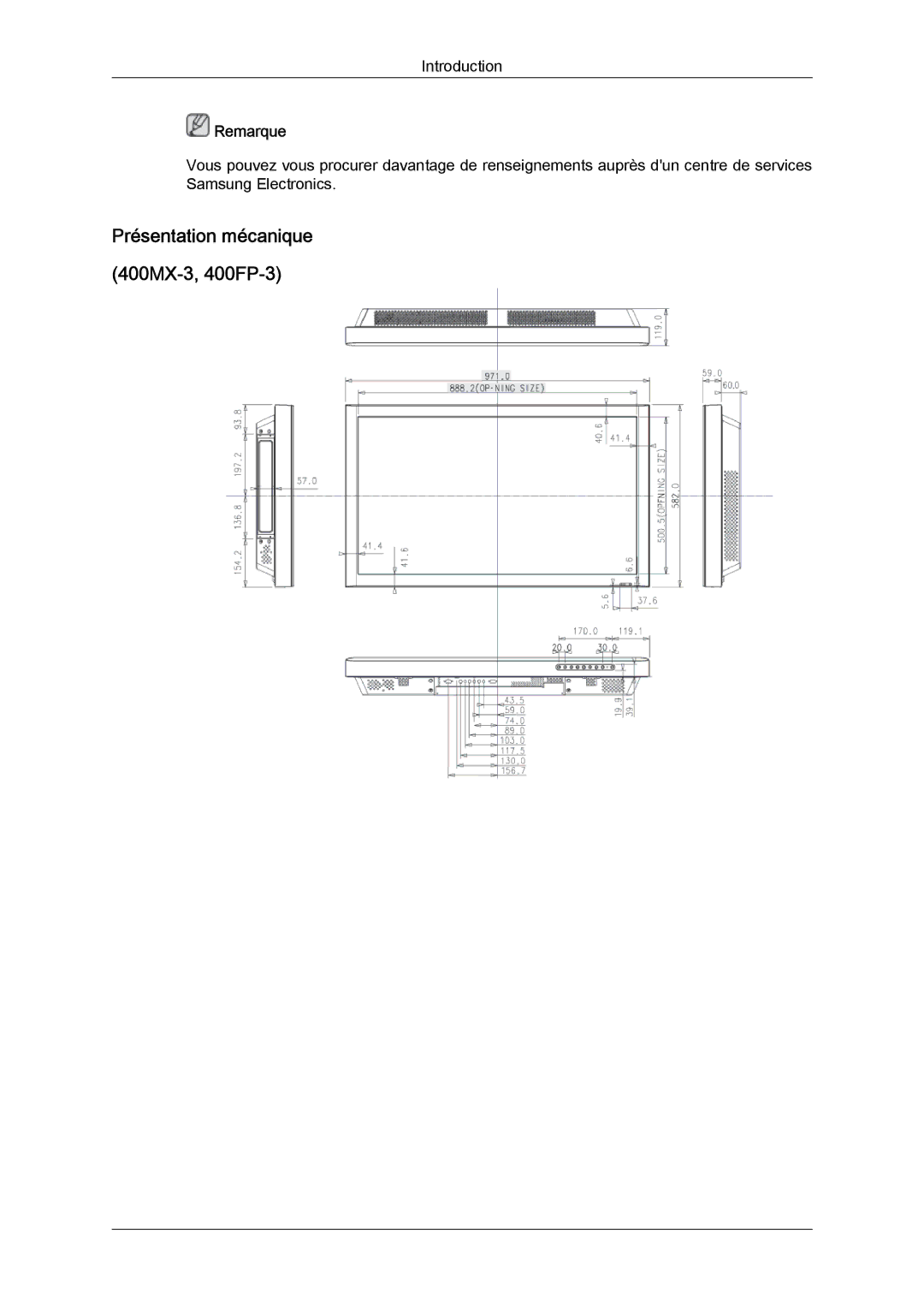 Samsung LH46HBPLBC/EN, LH40HBPLBC/EN manual Présentation mécanique 400MX-3, 400FP-3 