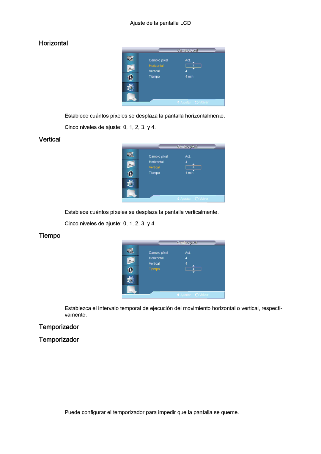 Samsung LH40HBPLBC/EN, LH46HBPLBC/EN manual Tiempo, Temporizador 