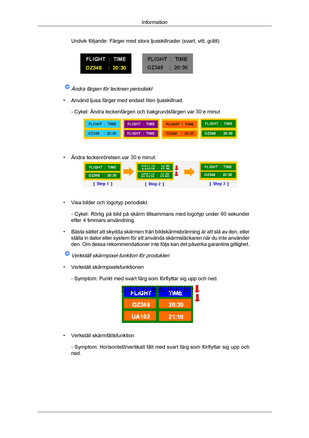 Samsung LH46HBPLBC/EN, LH40HBPLBC/EN manual Ändra färgen för tecknen periodiskt 