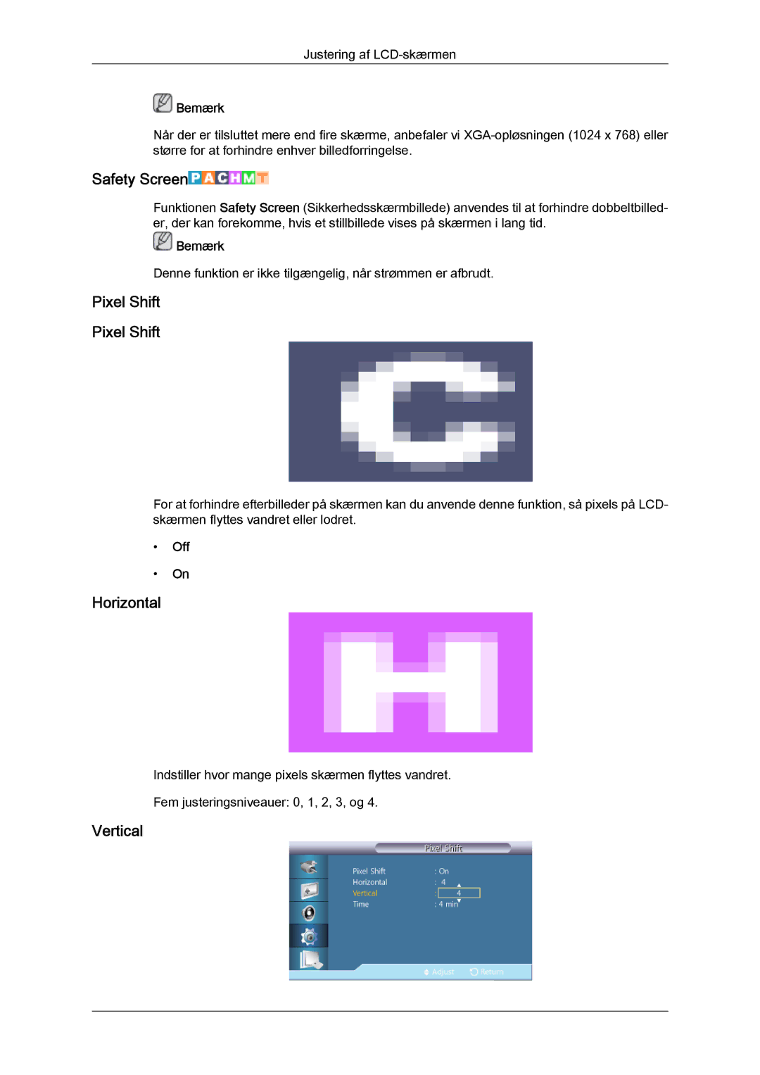 Samsung LH46HBPLBC/EN, LH40HBPLBC/EN manual Safety Screen, Pixel Shift 