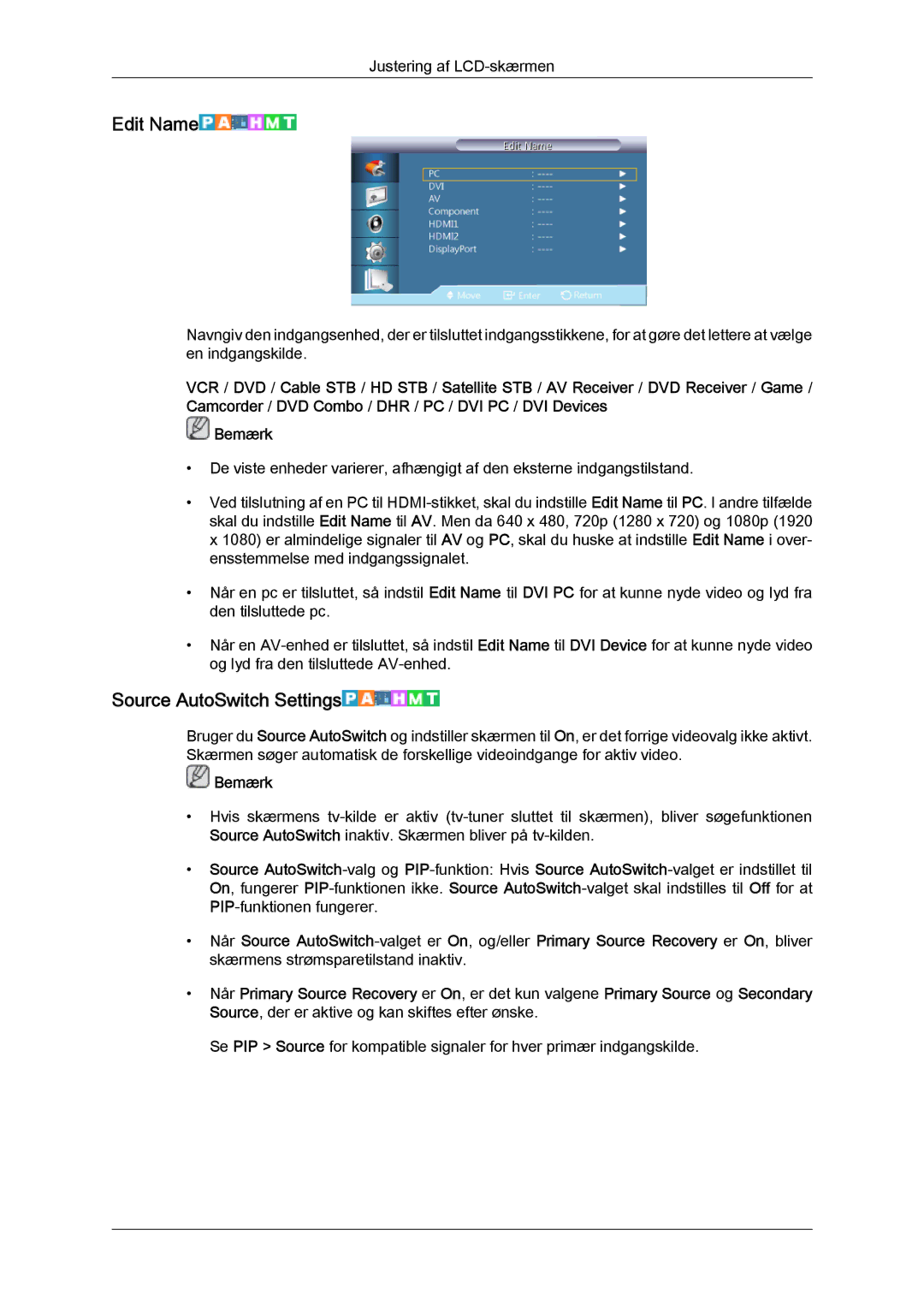 Samsung LH40HBPLBC/EN, LH46HBPLBC/EN manual Edit Name, Source AutoSwitch Settings 