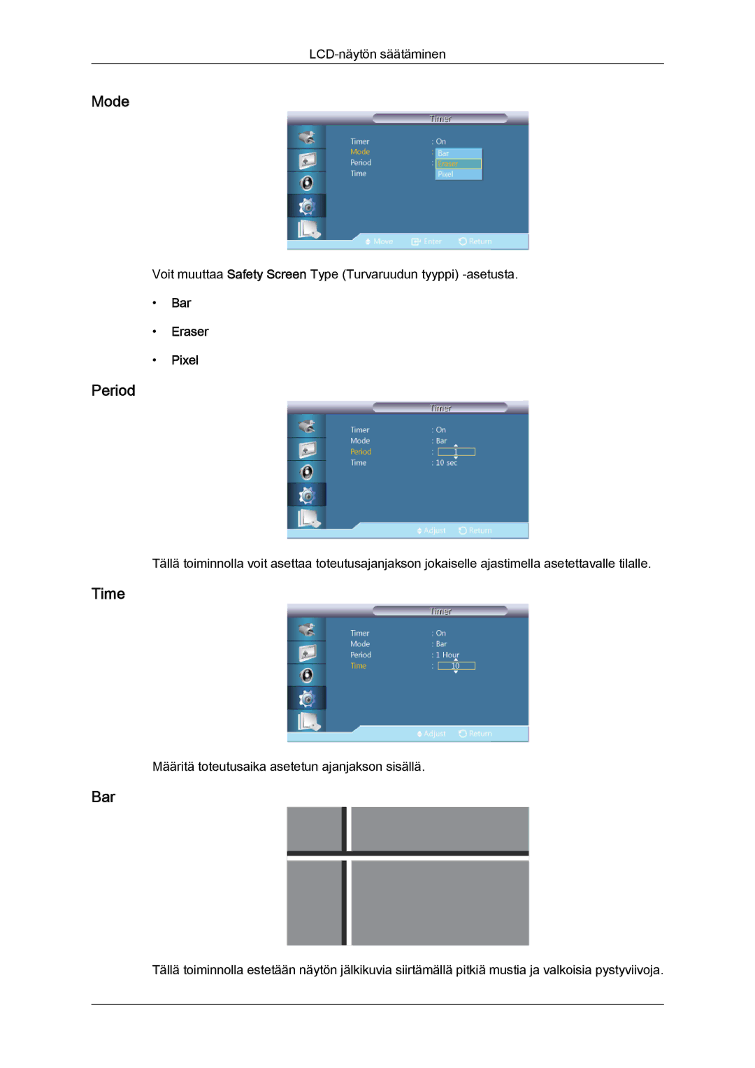 Samsung LH40HBPLBC/EN, LH46HBPLBC/EN manual Period, Bar Eraser Pixel 