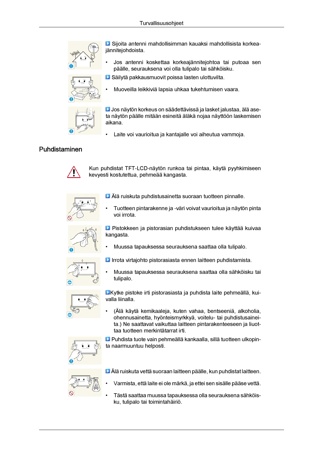 Samsung LH40HBPLBC/EN, LH46HBPLBC/EN manual Puhdistaminen 