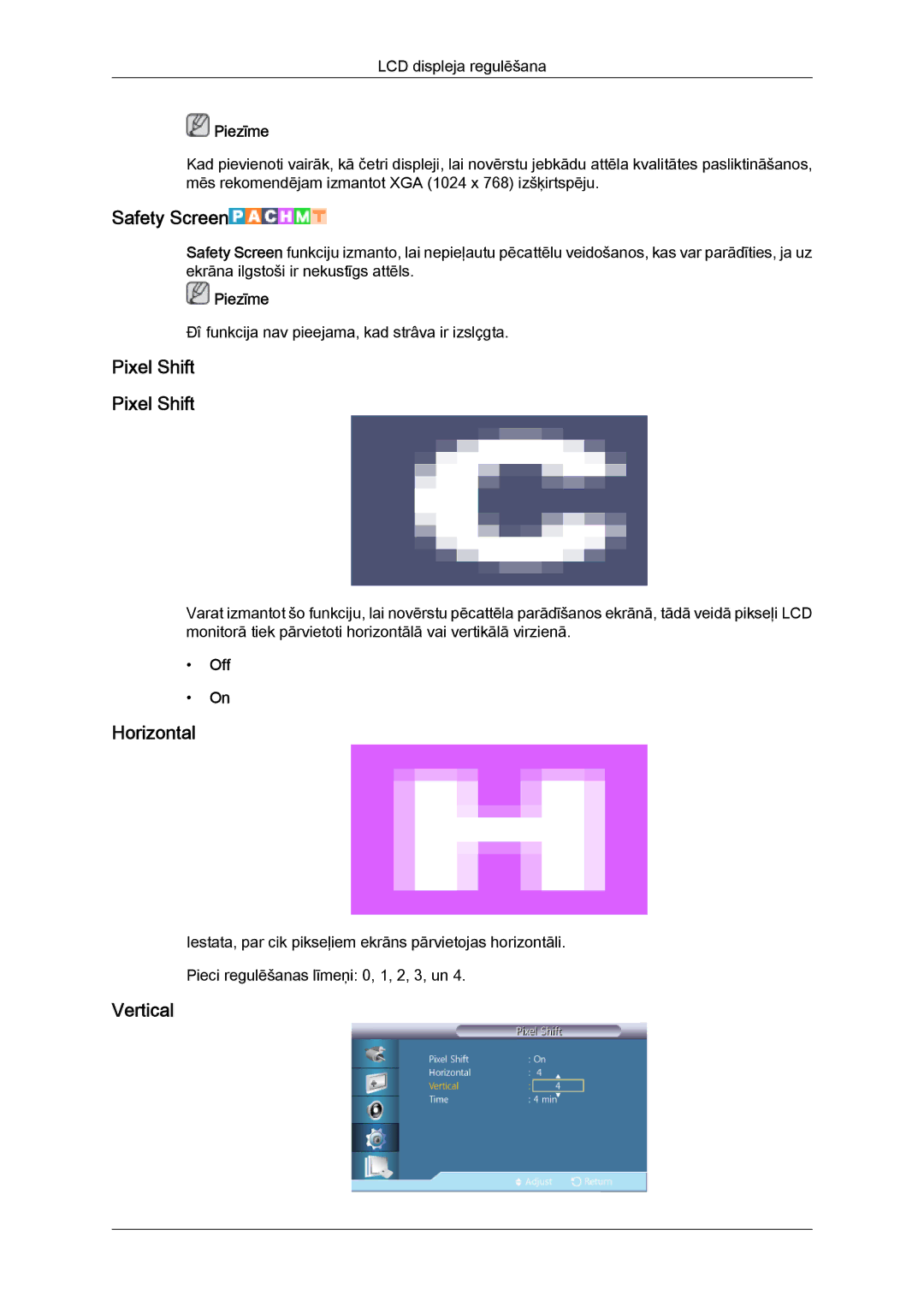 Samsung LH46HBPLBC/EN, LH40HBPLBC/EN manual Safety Screen, Pixel Shift 