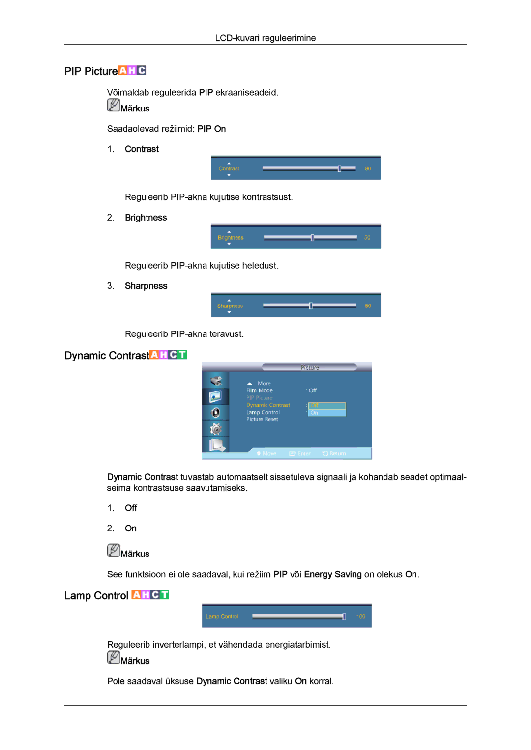 Samsung LH46HBPLBC/EN, LH40HBPLBC/EN manual Võimaldab reguleerida PIP ekraaniseadeid 