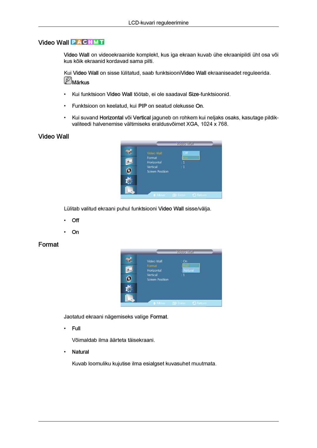 Samsung LH46HBPLBC/EN, LH40HBPLBC/EN manual Video Wall, Format, Full 