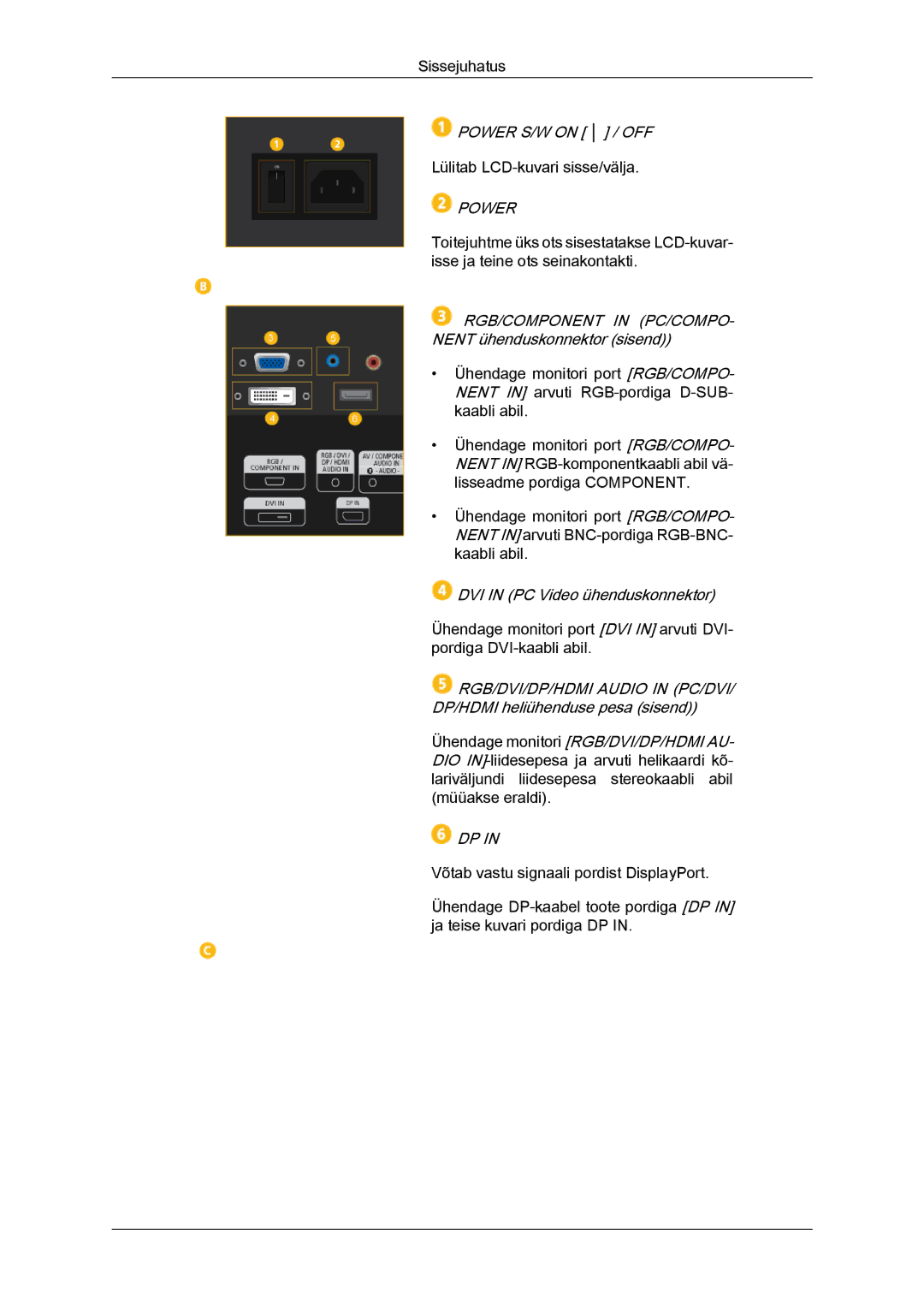 Samsung LH46HBPLBC/EN, LH40HBPLBC/EN manual Power 