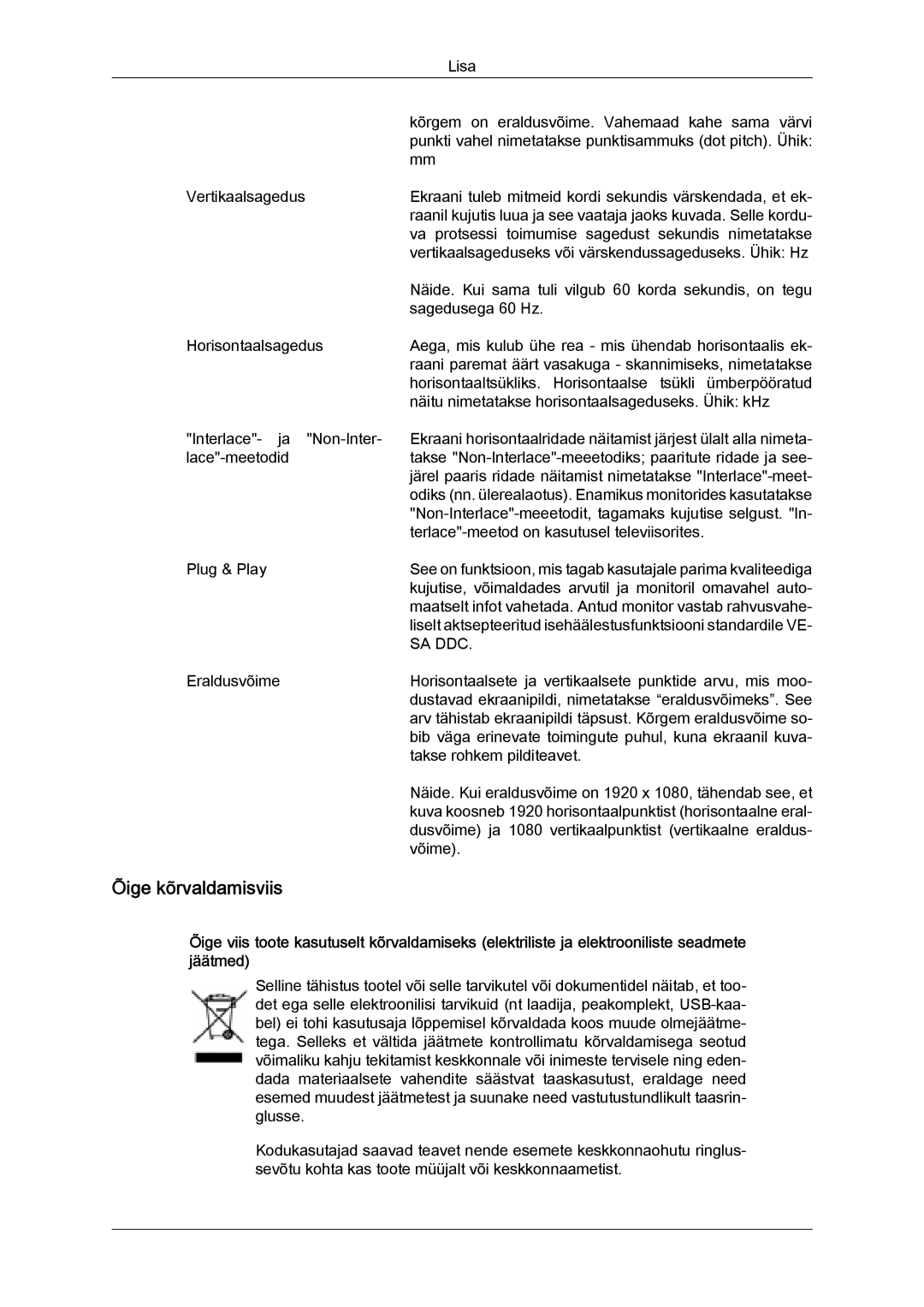 Samsung LH40HBPLBC/EN, LH46HBPLBC/EN manual Õige kõrvaldamisviis, Sa Ddc 